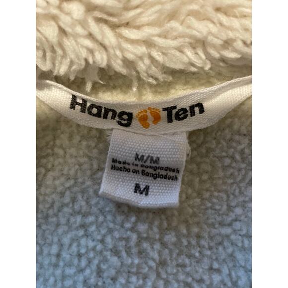 Hang Ten Utility Jacket Olive Green Button Front Sherpa Collar Pockets Sz M - Picture 2 of 10